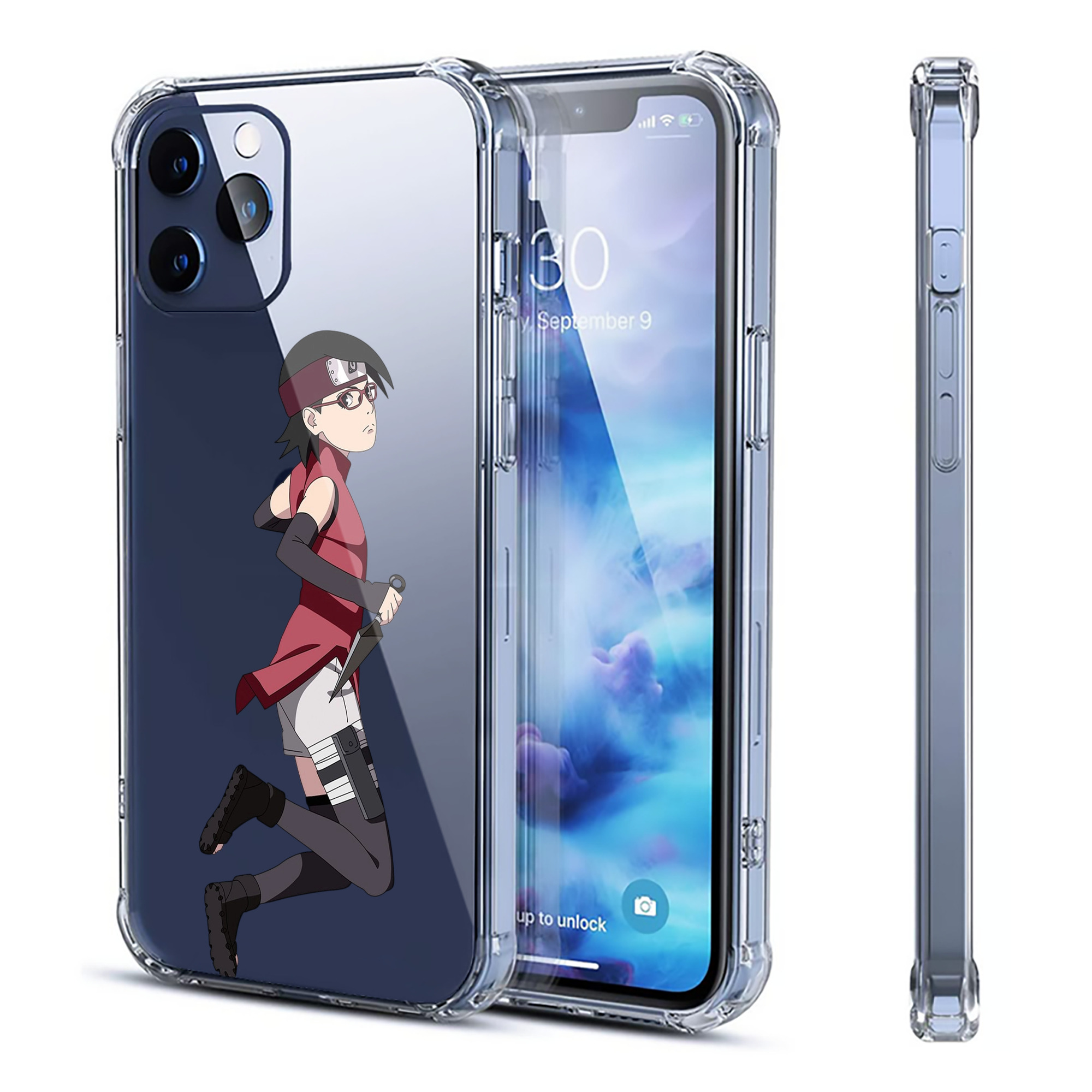 （画像用） NARUTO -ナルト- うちは サラダ Uchiha Sarada 【iPhone 12シリーズ対応】透明スマホケース（クリアソフトケース）
